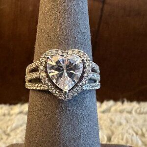 Absolute Heart Bridal ring cz sz 6 Silver